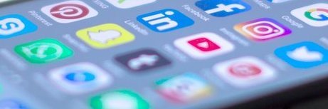 Smartphone with social media apps on the screen