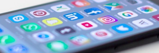 Smartphone with social media apps on the screen