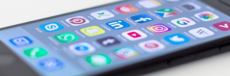 Smartphone with social media apps on the screen