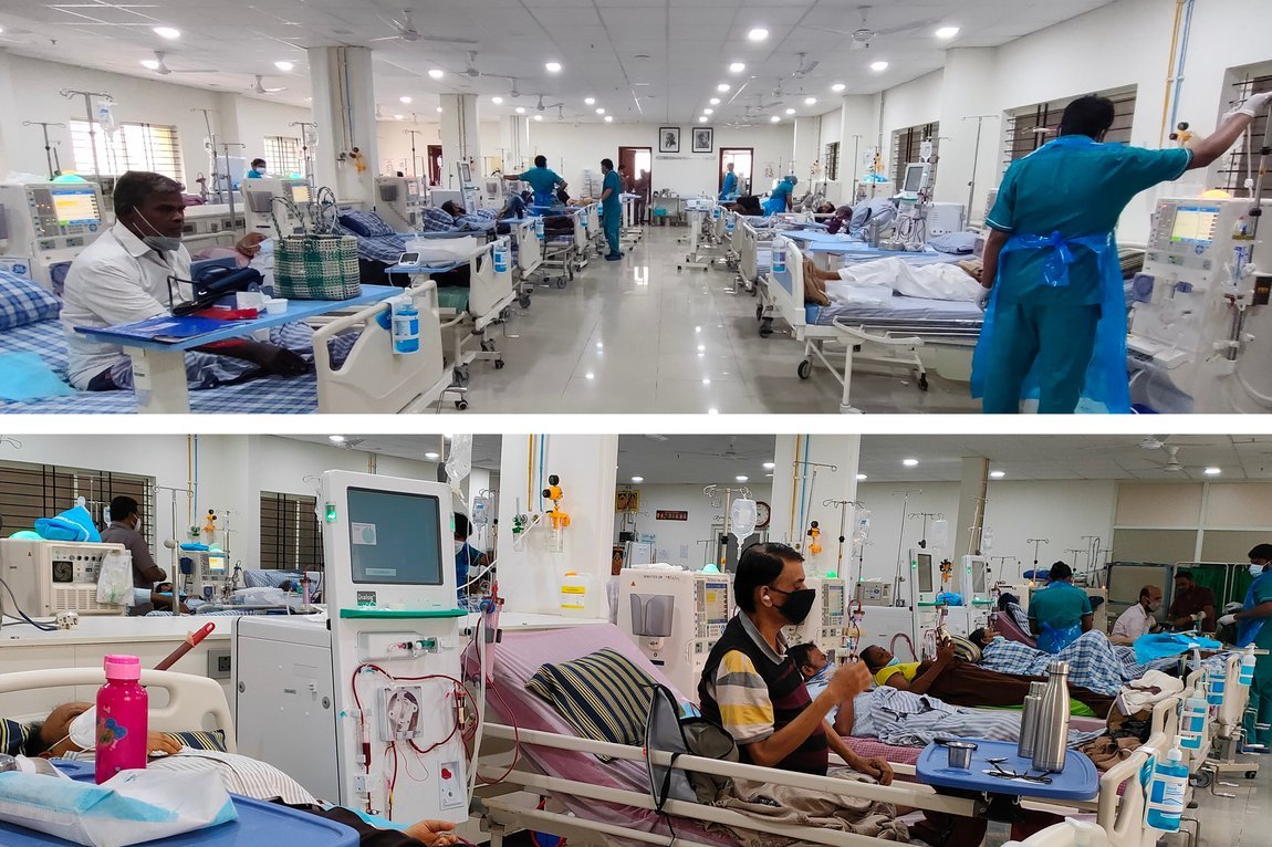 Dialysis treatment in a hospital