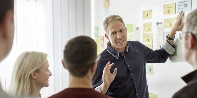 Vector employees during a meeting