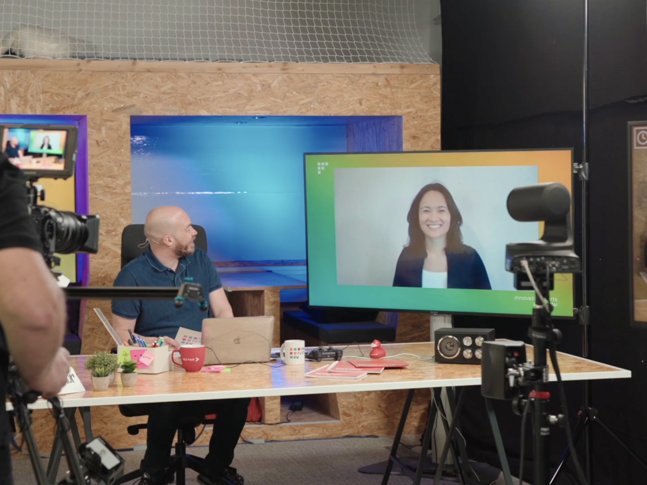 Guy talking to one singular person via video call