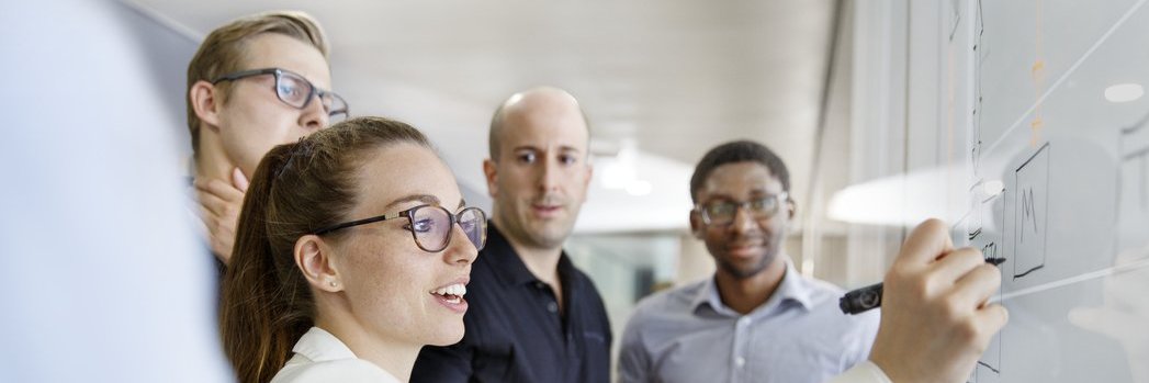 Vector employees are brainstorming