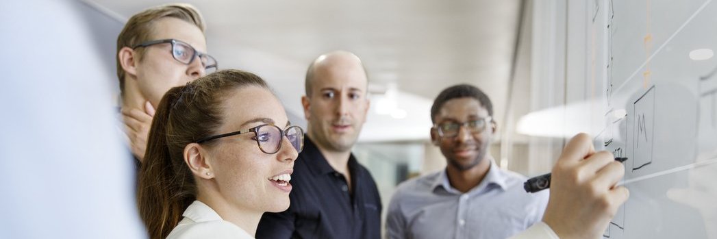 Vector employees are brainstorming