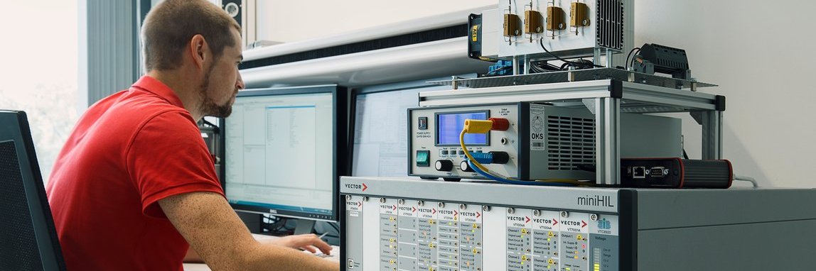 A Vector employee at his workplace