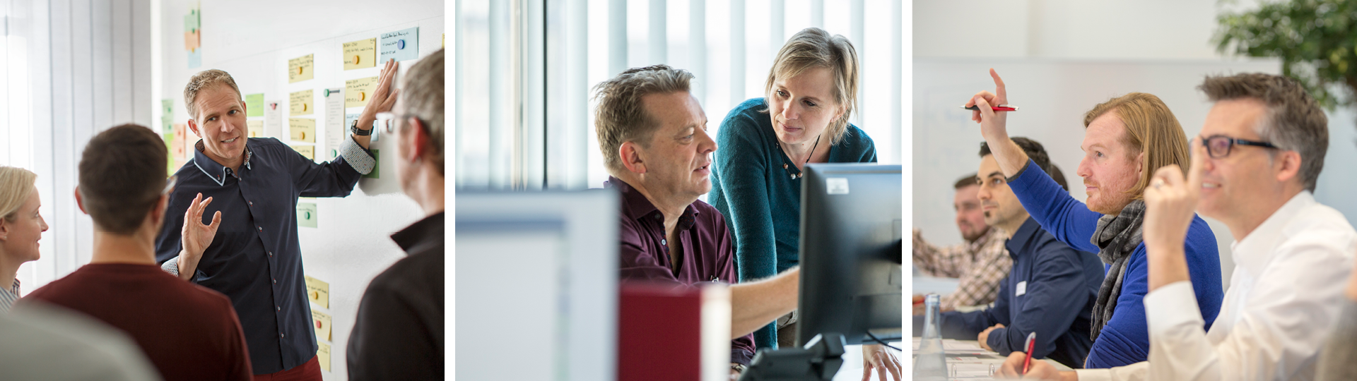 Bilder von Beschäftigten in Meetings