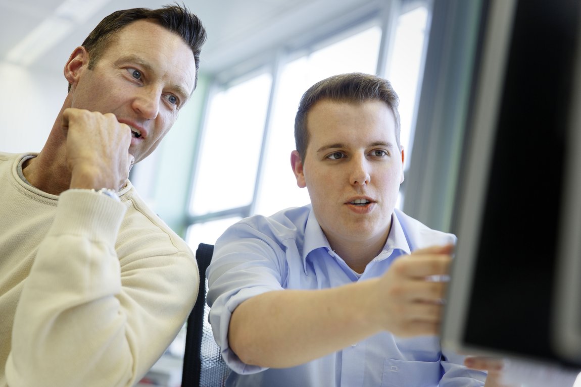 Vector employees working together