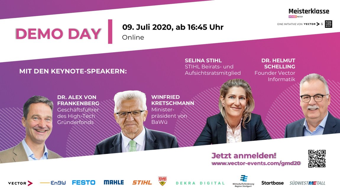 Plakat des Demo Day Meisterklasse Gründermotor#3