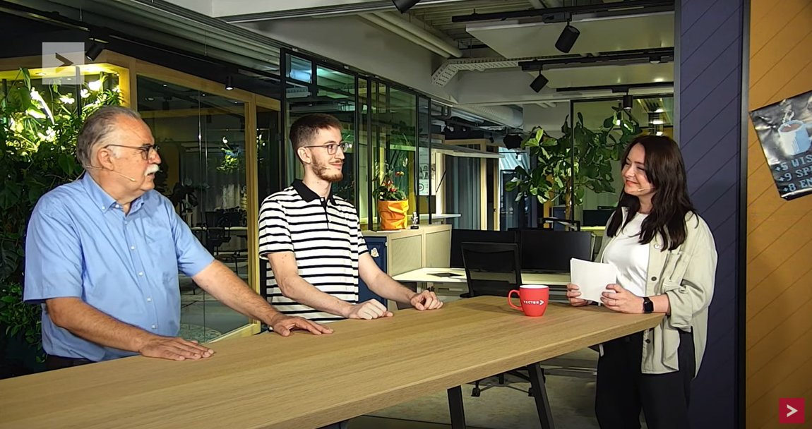 Marta Bednarski (Personalmarketing) mit Helmut Schilling (Gründer) und Raoul Ghit (Masterand)