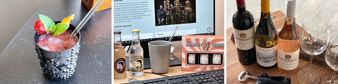Ein Cocktail, Ginproben und Weine aus dem vTogether-Event